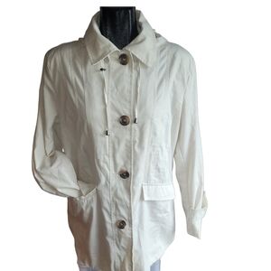 Topaz Women's Light Fall Spring Hooded Utility Jacket In Off-White Size L